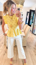 Lemon Polka Dot Ruffle Hem Top
