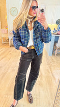 Navy Plaid Puffer Jacket