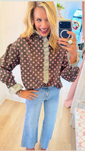 Green and Pink Polka Dot Ruffle Top