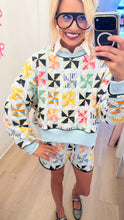 Blue Quilted Sweatshirt