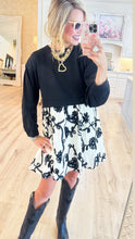 Black 3D Floral Pattern Dress