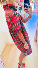 Red Plaid Sequin Mini Dress
