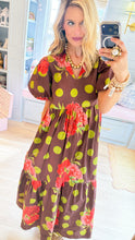 Chocolate Floral Polka Dot Maxi Dress