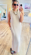 Khaki and Cream Stripe Sleeveless Dress