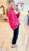 Pink Two Tone Half Zip Sweater