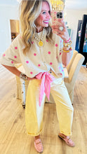 RESTOCK Ivory and Pink Polka Dot Short Sleeve Cardigan