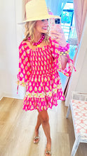 Fuchsia Multi Floral Shirred Dress