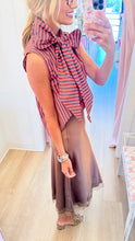 Mocha Satin Lace Trim Skirt