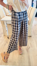 Black and Taupe Check Wide Leg Pants
