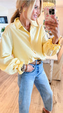 Yellow Stripe Ruffle Detail Top