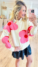Cream and Pink Flower Sweater