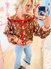 Leopard Red Accent Trim Cardigan