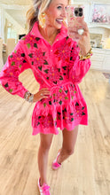 Queen of Sparkle Pink Poinsettia Sweatshirt Dress