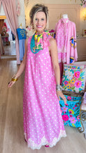 Pink and White Polka Dot Lace Hem Midi Dress