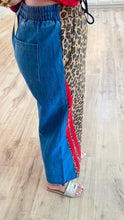 Washed Leopard Red and Denim Mix and Match Joggers