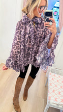 Purple Leopard Ruffle Detail Top