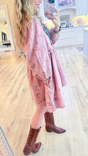 Mauve Floral Print Mineral Washed Babydoll Dress