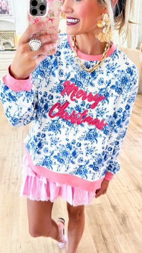 Blue Winter Toile Sweatshirt