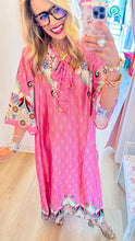Pink Tellis Leaf Print Lounge Maxi Dress