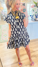 Black Botanical Print Mini Dress