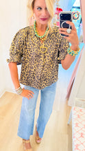 Gold Metallic Leopard Puff Sleeve Top