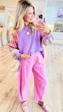 Purple and Pink Contrast Sleeve Top