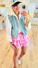 Pearl Denim Ruffle Detailed Vest