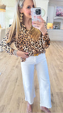 Brown Leopard Print Button Down Top