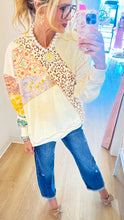 Ecru Multi Patch Pattern Hoodie Pullover
