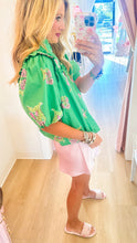 Deal of The Day THML Green Puff Sleeve Floral Detail Top