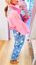 Light Denim Polka Dot Cuffed Overalls