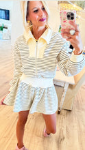 Black and Cream Stripe Zip Up Romper
