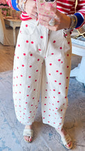 Cream and Red Polka Dot Barrell Jeans