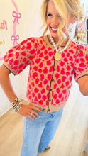 Fuchsia Leopard Puff Sleeve Cardigan