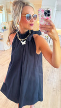 Black Ruffle Neck Bow Dress