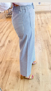 Blue pinstripe Wide Leg Pants