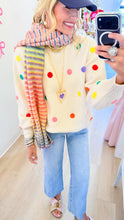 Cream and Rainbow Polka Dot Sweater