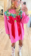 Queen of Sparkle Pink Oversized Wreath and Bow Sweater