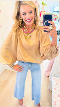 Gold Metallic Balloon Sleeve Blouse