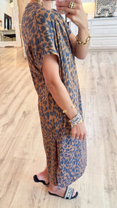 Leopard Short Sleeve Maxi Dress