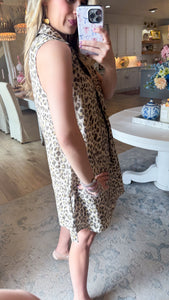 Oatmeal Leopard Sleeveless Mini Dress