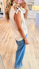 Bone Embroidered Horseshoe Sleeveless Top
