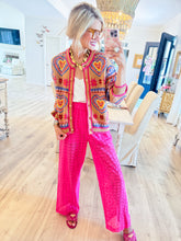 Taupe and Pink Colorful Heart Knit Cardigan
