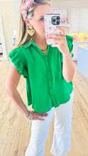 Deal of the Day Kelly Green Smocked Ruffle Sleeve Top
