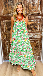 thml green dress Beach Print Maxi – Charlotte Heart Boutique 41.5 / M Atria Signature Colors:Cherry Poéselle Women's 100Cotton All Shipping Delay 09/29/2023 - 10/03/2023