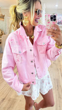 Pink Floral and Bow Patch Denim Jacket