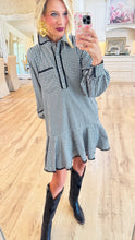 Black Gingham Scallop Trim Mini Dress