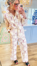 Red and Cream Western Print Wide Leg Pants