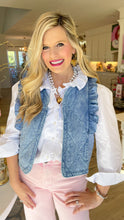 Denim Ruffle Quilted Vest