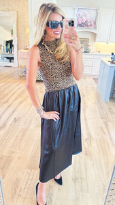 THML Animal Print Contrast Maxi Dress